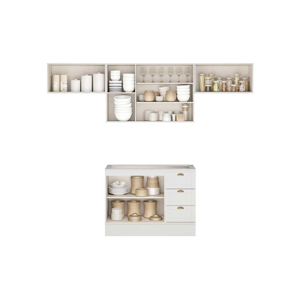 Cozinha Modulada Carraro Bella 4 Peças (3aéreos+1balcão) C4p171 Branco-carraro - 3