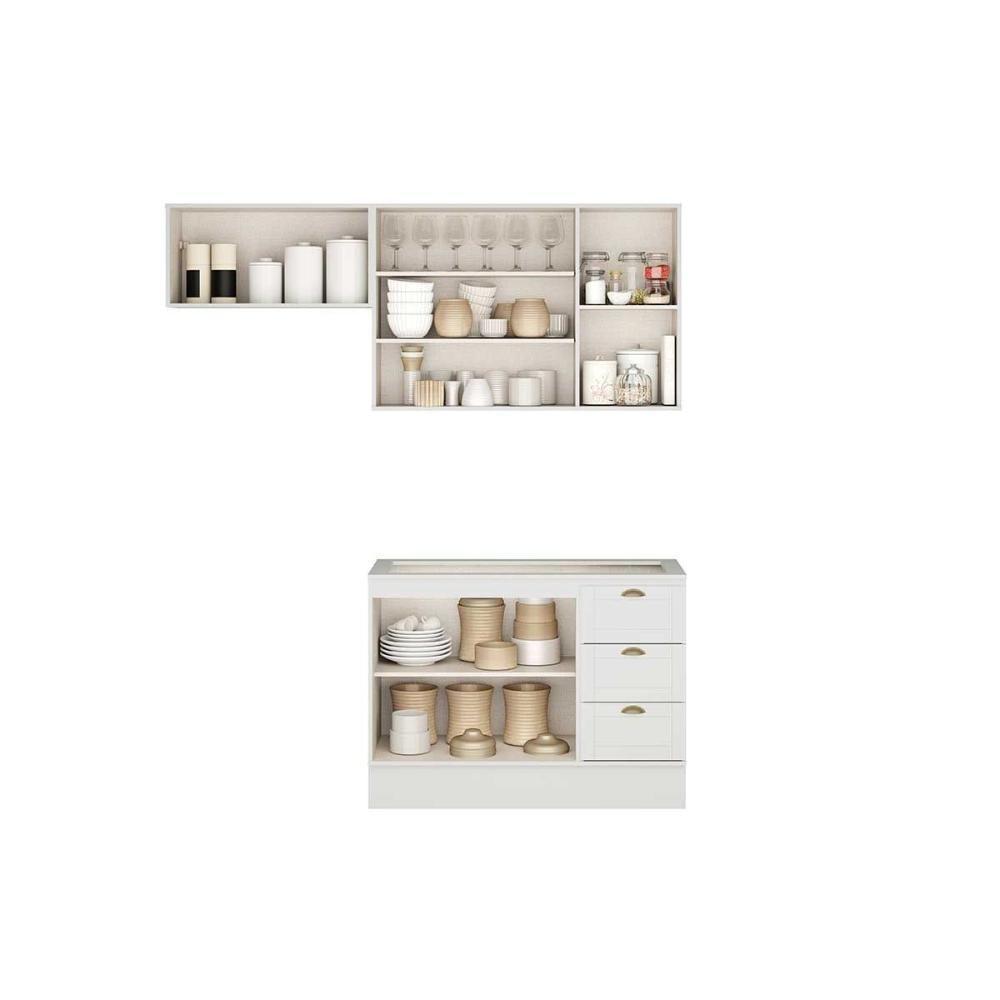Cozinha Modulada Carraro Bella 3 Peças (2aéreos+1balcão) C3p25 Branco-carraro - 3