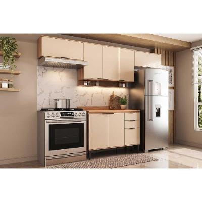 Cozinha Completa Alpha 4 Peças 7 Portas 2 Gavetas MDF 120cm Off White Industrial
