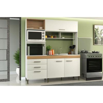 Cozinha Compacta Isis 4 Portas 2 Gavetas MDF 186cm Branco com Pés
