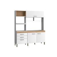 Cozinha Compacta Isis C- 3 Portas E 3 Gavetas Branco-mel - Movelbento - 2
