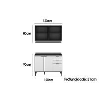 Cozinha Completa Alpha 2 Peças (1aéreo+1balcão) C2p52 Freijo-off White - Carraro - 2