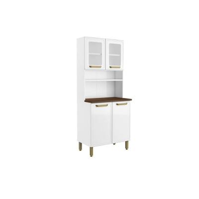 Cozinha Compacta Bella C- 4 Portas (2 C- Vidro) 80cm Branco - Bertolini