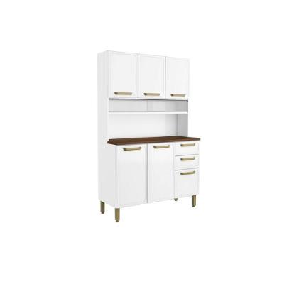 Armário Balcão de Cozinha Bella C 6 Portas 2 Gavetas Aço 120cm Branco