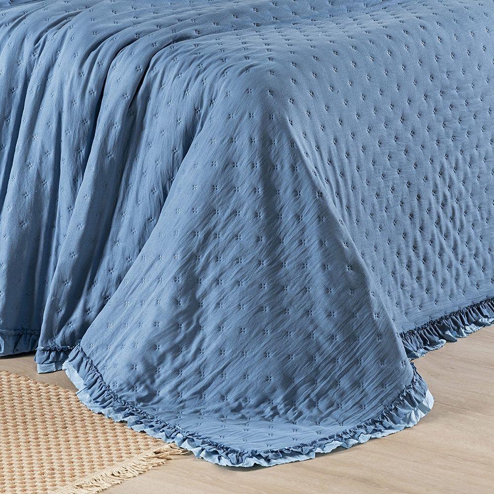 Colcha Alice 200 Fios King 03 Peças 100% Poliéster - Azul - 7