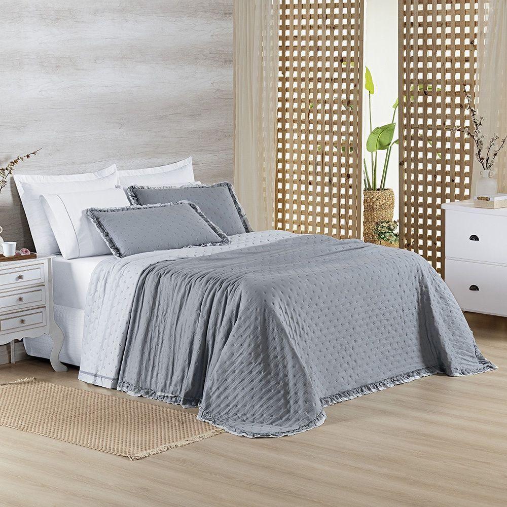 Colcha Alice 200 Fios Casal Padrão 03 Peças 100% Poliéster - Cinza - 4