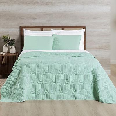 Cobre Leito Arcos 200 Fios King 03 Peças 100% Poliéster - Verde Suave