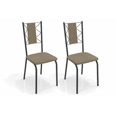 Kit 2 Cadeiras De Cozinha Lisboa 2c076prf Aço 2 Un Preto-boucle Bege Fendi - Kappesberg