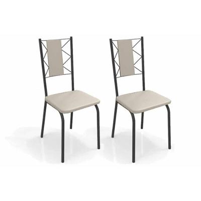 Kit 2 Cadeiras De Cozinha Lisboa 2c076prf Aço 2 Un Preto-ano Bege - Kappesberg