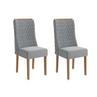 Kit 2 Cadeiras De Cozinha Jasmim 2cad158 Madeirado 2 Un Canela-linho Grafite - Kappesberg - 1