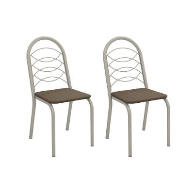 Kit 2 Cadeiras De Cozinha Holanda 2c009nk Aço 2 Un Niquel-suede Cappuccino - Kappesberg