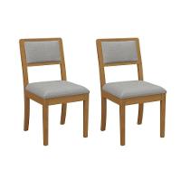Kit 2 Cadeiras De Cozinha Alice 2cmm006ca Premium Madeira Maciça 2 Un Carvalho-linho Cinza - Kappesberg - 1