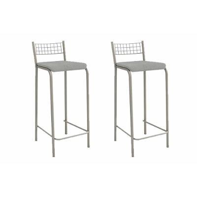 Kit 2 Banquetas Sala Jantar Gênova 2b705nk Aço 2 Un Niquel-boucle Cinza - Kappesberg