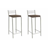 Kit 2 Banqueta De Cozinha Gênova 2b705nk Aço 2 Un Niquel-suede Cappuccino - Kappesberg - 1