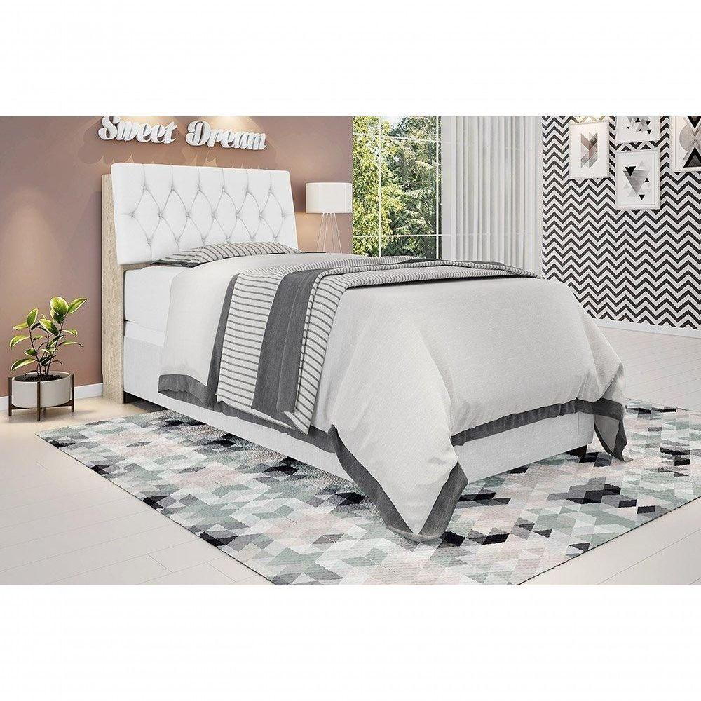 Cabeceira Box Solteiro 0,88 Isis Amarula Com Capitonê Branco - Framar Móveis - 1