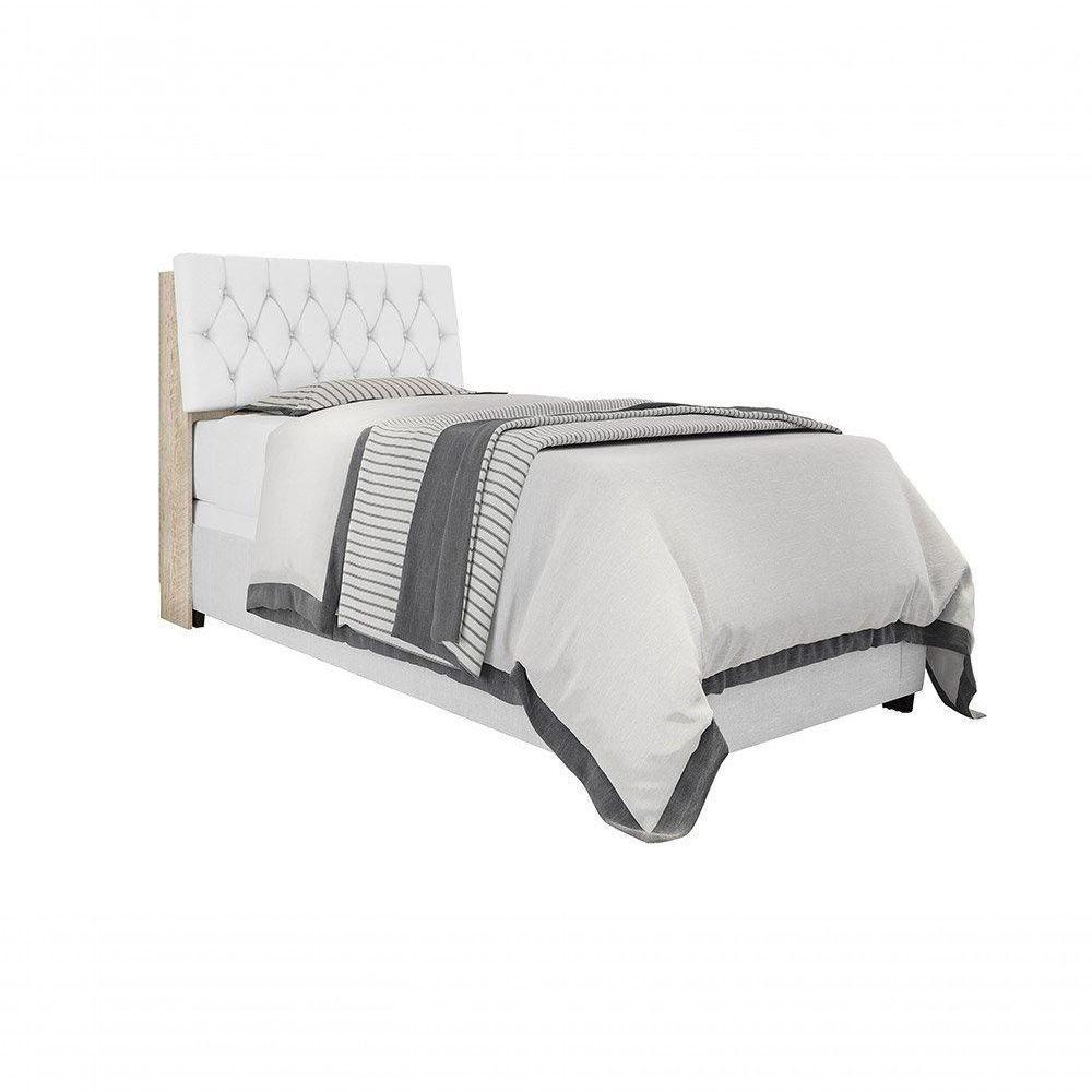 Cabeceira Box Solteiro 0,88 Isis Amarula Com Capitonê Branco - Framar Móveis - 2