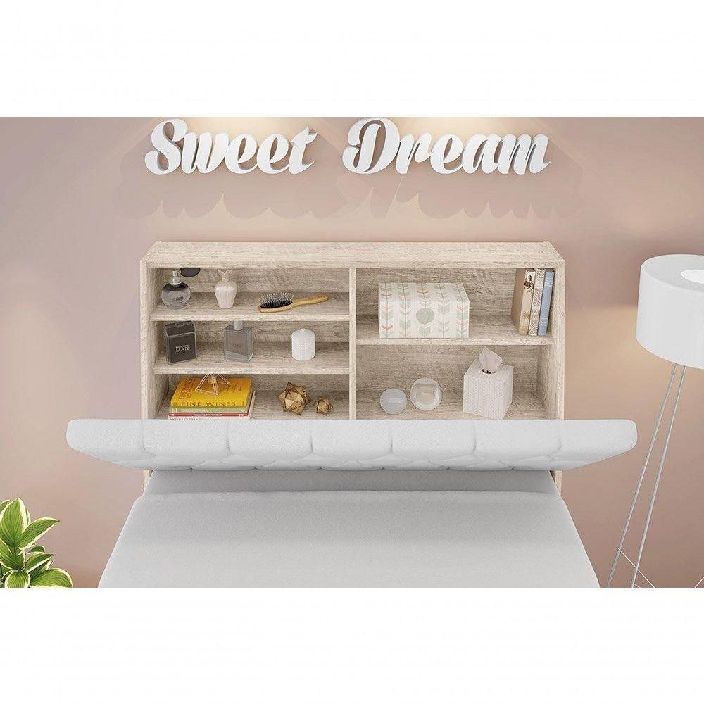 Cabeceira Box Solteiro 0,88 Isis Amarula Com Capitonê Branco - Framar Móveis - 3