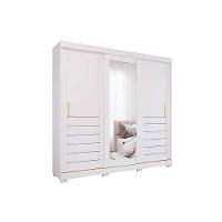 Guarda Roupa 3 Portas De Correr (1 C- Espelho) E 6 Gavetas C- Pés Cecilia Branco - Panan - 1