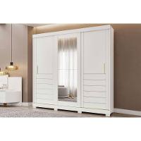 Guarda Roupa 3 Portas De Correr (1 C- Espelho) E 6 Gavetas C- Pés Cecilia Branco - Panan - 5