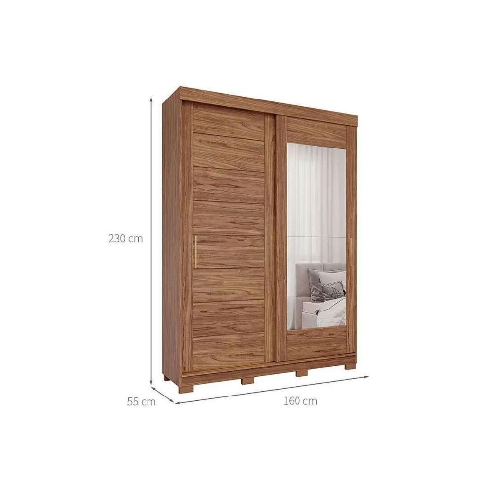 Guarda Roupa 2 Portas De Correr (1 C- Espelho) E 3 Gavetas C- Pés Liz Branco - Panan - 3