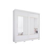 Guarda Roupa 2 Portas De Correr ( 2 C- Espelho) E 3 Gavetas C- Pés Ayla Branco - Panan - 1