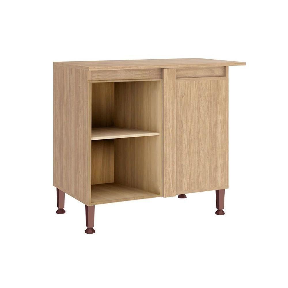 Gabinete De Cozinha Modulado C- Tampo Rebeca Canto 94cm Mel-avelã - Movelbento - 4