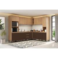 Gabinete De Cozinha Modulado C- Tampo Rebeca Canto 94cm Mel-avelã - Movelbento - 3
