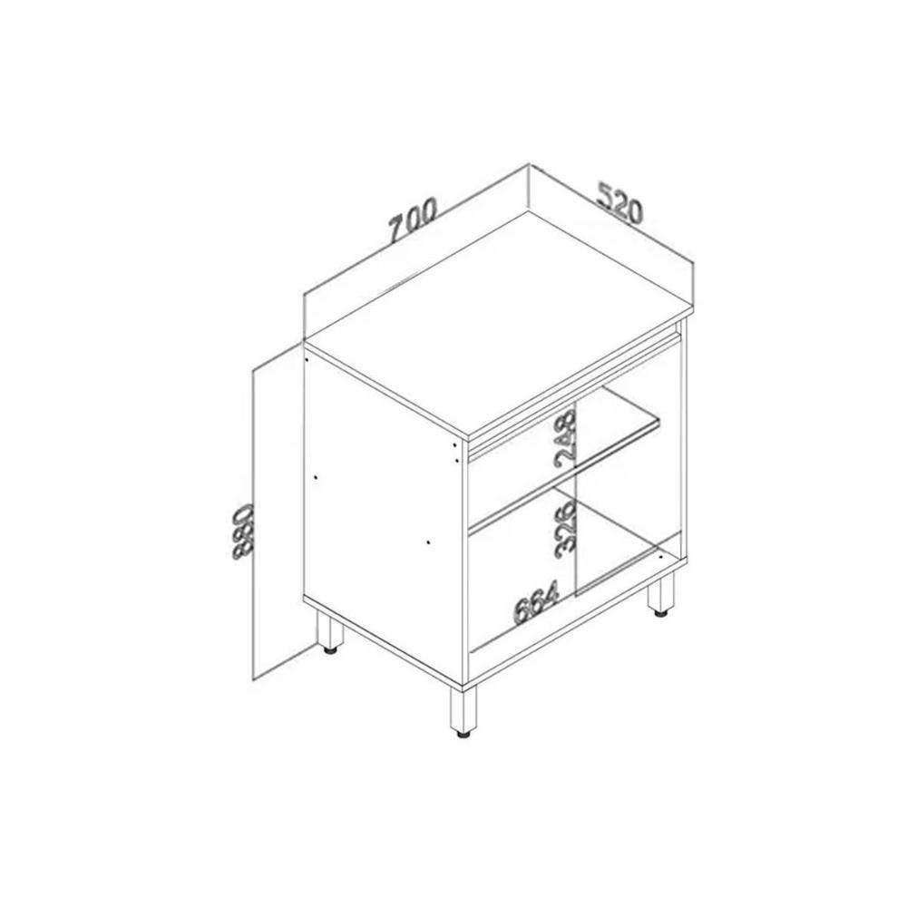 Gabinete De Cozinha Modulado C- Tampo Rebeca C- 2 Portas 70cm Mel-avelã - Movelbento - 3