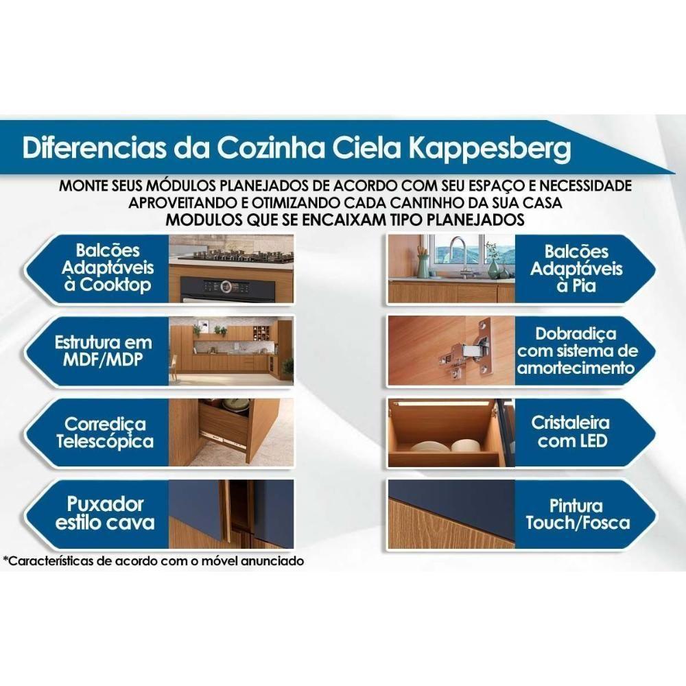 Gabinete De Cozinha Modulado Balcão C- Tampo Ciela R626 C- 2 Portas E 3 Gavetas 120cm Canela - Kappesberg - 2