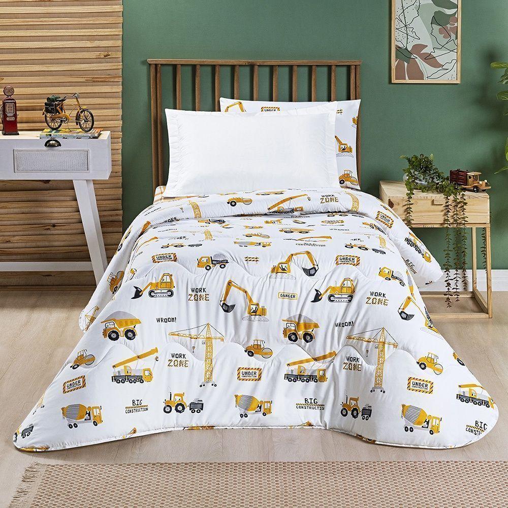 Edredom + Jogo De Cama Tutti Kids 200 Fios Solteiro 04 Peça 100% Poliéster - Manny - 4