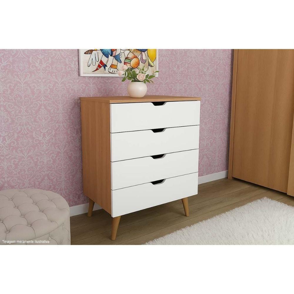 Cômoda Solteiro Cm-8026 C- 4 Gavetas Amêndoa - Tecno Mobili - 2