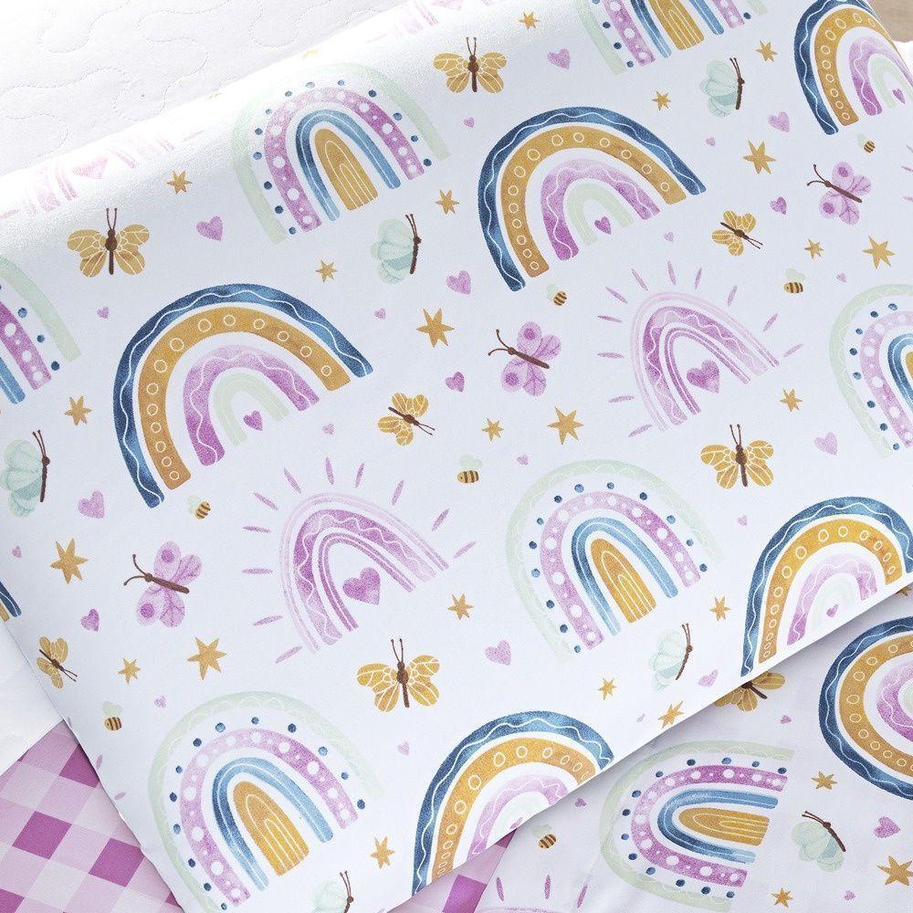 Kit Cobre Leito + Jogo De Cama Tutti Kids 200 Fios Solteiro 05 Peças 100% Poliéster - Rainbow - 7