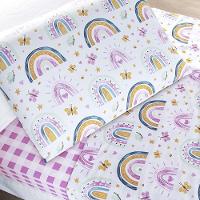 Kit Cobre Leito + Jogo De Cama Tutti Kids 200 Fios Solteiro 05 Peças 100% Poliéster - Rainbow - 6