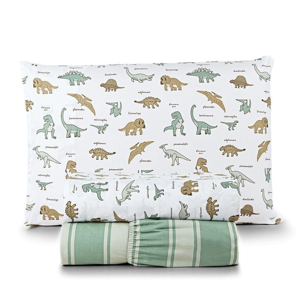 Kit Cobre Leito + Jogo De Cama Tutti Kids 200 Fios Solteiro 05 Peças 100% Poliéster - Dino World - 5