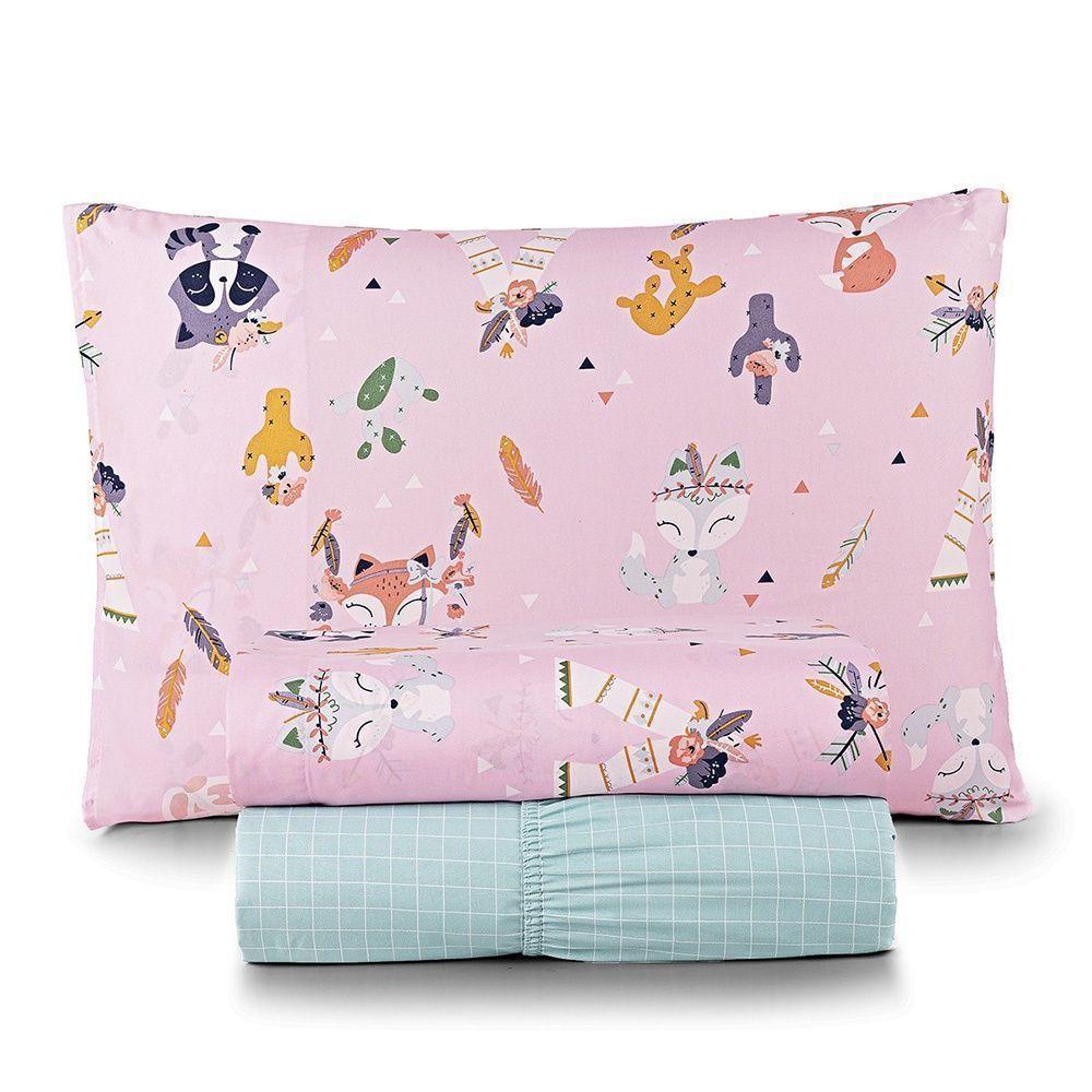 Kit Cobre Leito + Jogo De Cama Tutti Kids 200 Fios Solteiro 05 Peças 100% Poliéster - Foxy - 5