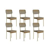 Kit 6 Cadeiras Sala Jantar Valle 1755 Aço 6 Uni Dourado-linho Bamboo-courano Bamboo-noce - Carraro - 1