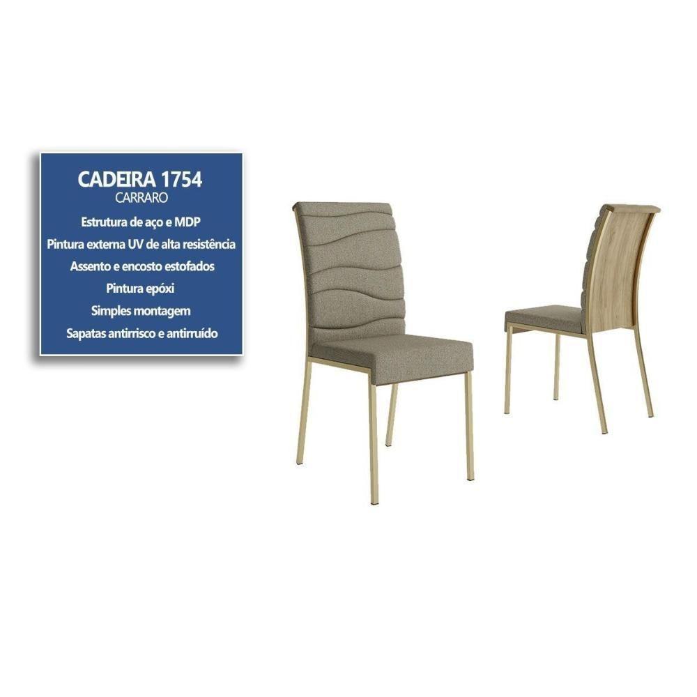 Kit 8 Cadeiras Sala Jantar Wave 1754 8 Un Dourado-linho Bamboo-courano Bamboo-noce - Carraro - 3