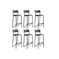 Kit 6 Banquetas De Cozinha Atlas 1747 6 Uni Preto-linho Grafite-courano Preto - Carraro - 1