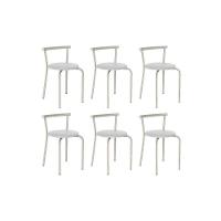 Kit 6 Banquetas De Cozinha 105 6 Uni Prata-courano Branco - Carraro - 1