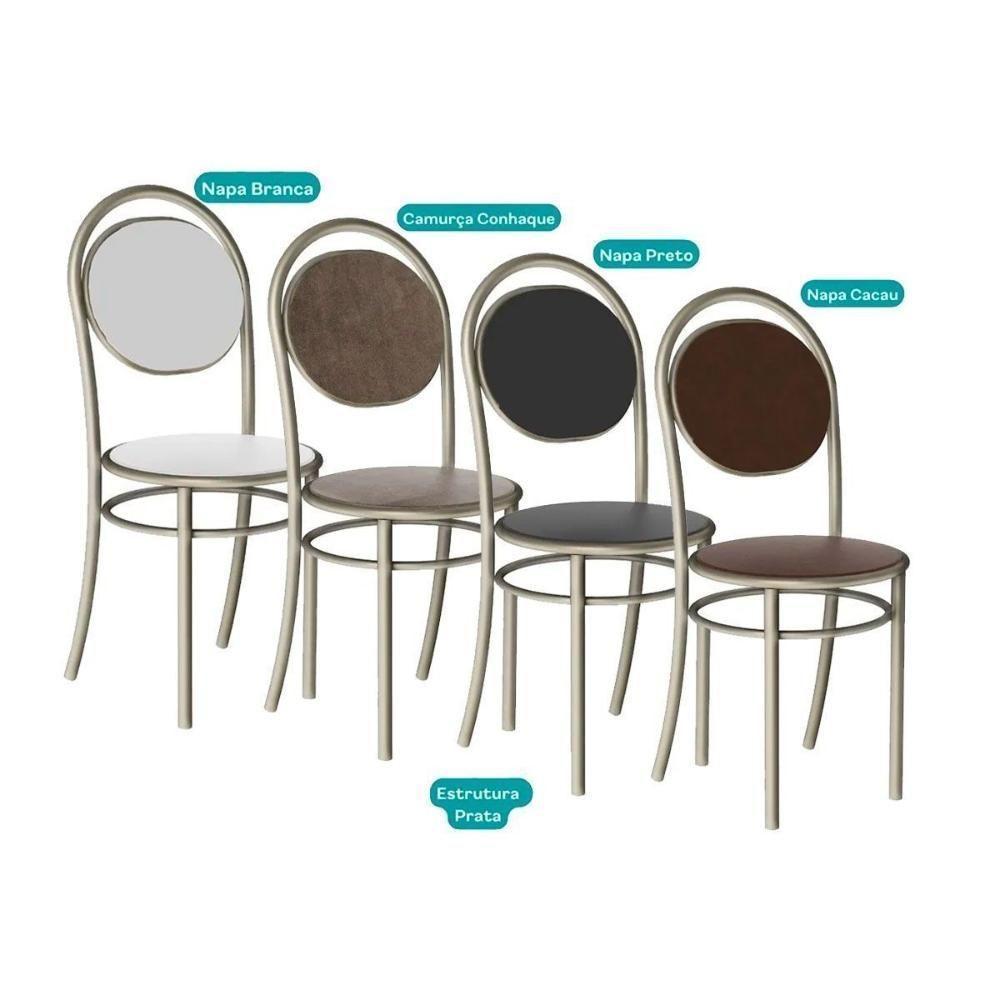 Kit 4 Cadeiras Sala Jantar 190 Aço 4 Uni Prata-courano Preto - Carraro - 9