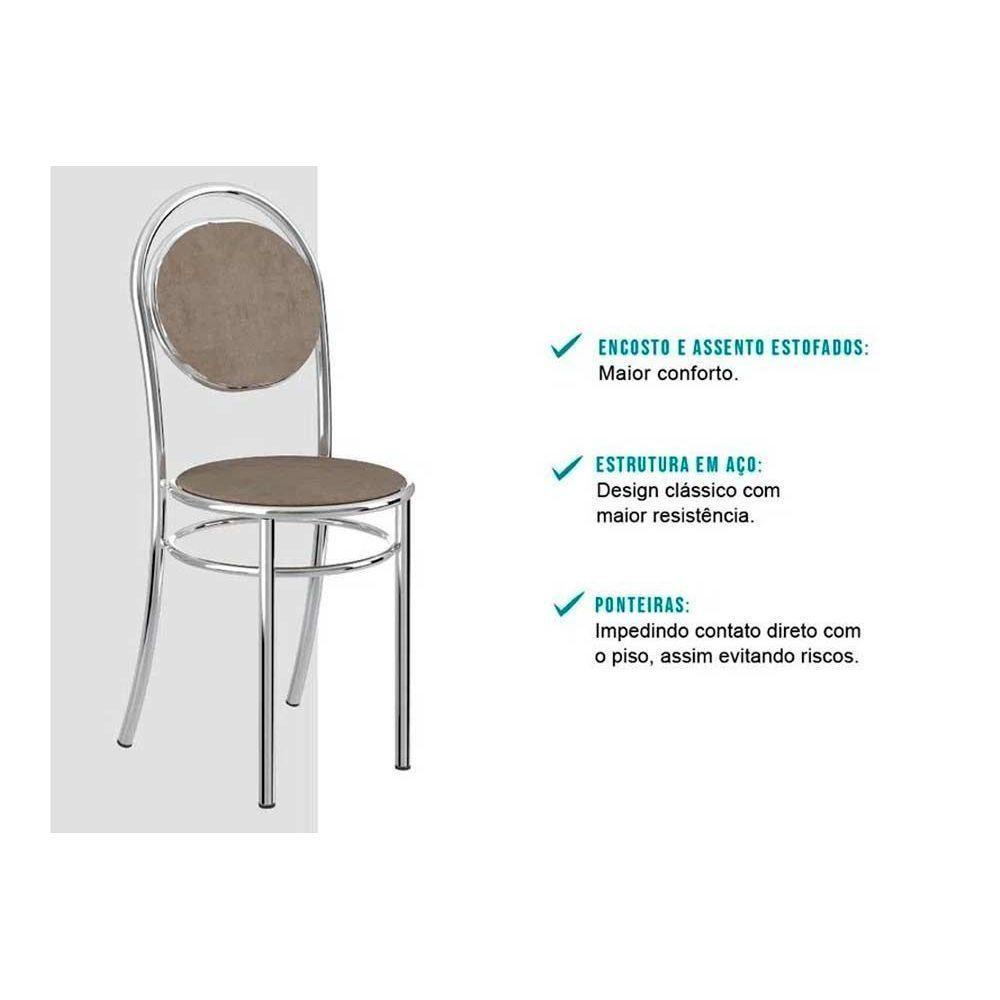 Kit 4 Cadeiras Sala Jantar 190 Aço 4 Uni Prata-courano Branco - Carraro - 4