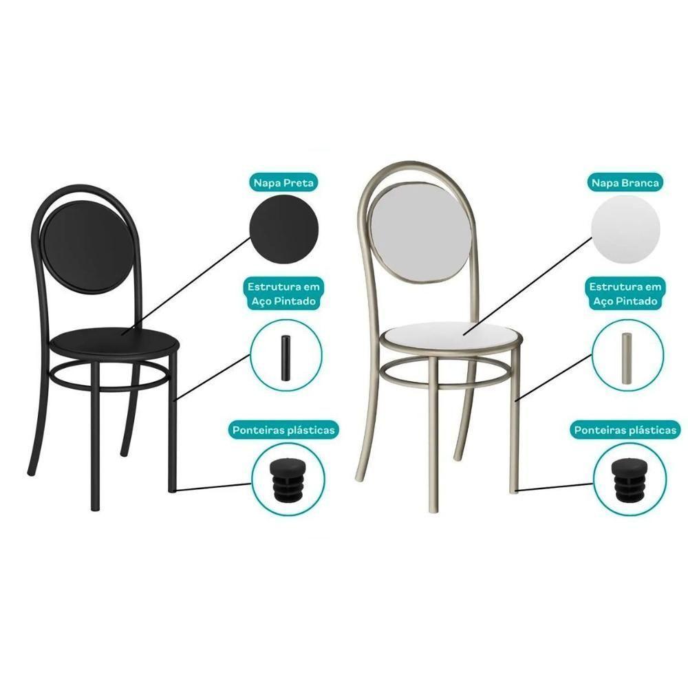Kit 4 Cadeiras Sala Jantar 190 Aço 4 Uni Prata-courano Branco - Carraro - 8