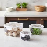 3 Potes Herméticos Quadrados Guardar Comida Freezer Microondas Geladeira Com Tampa Transparente - 3