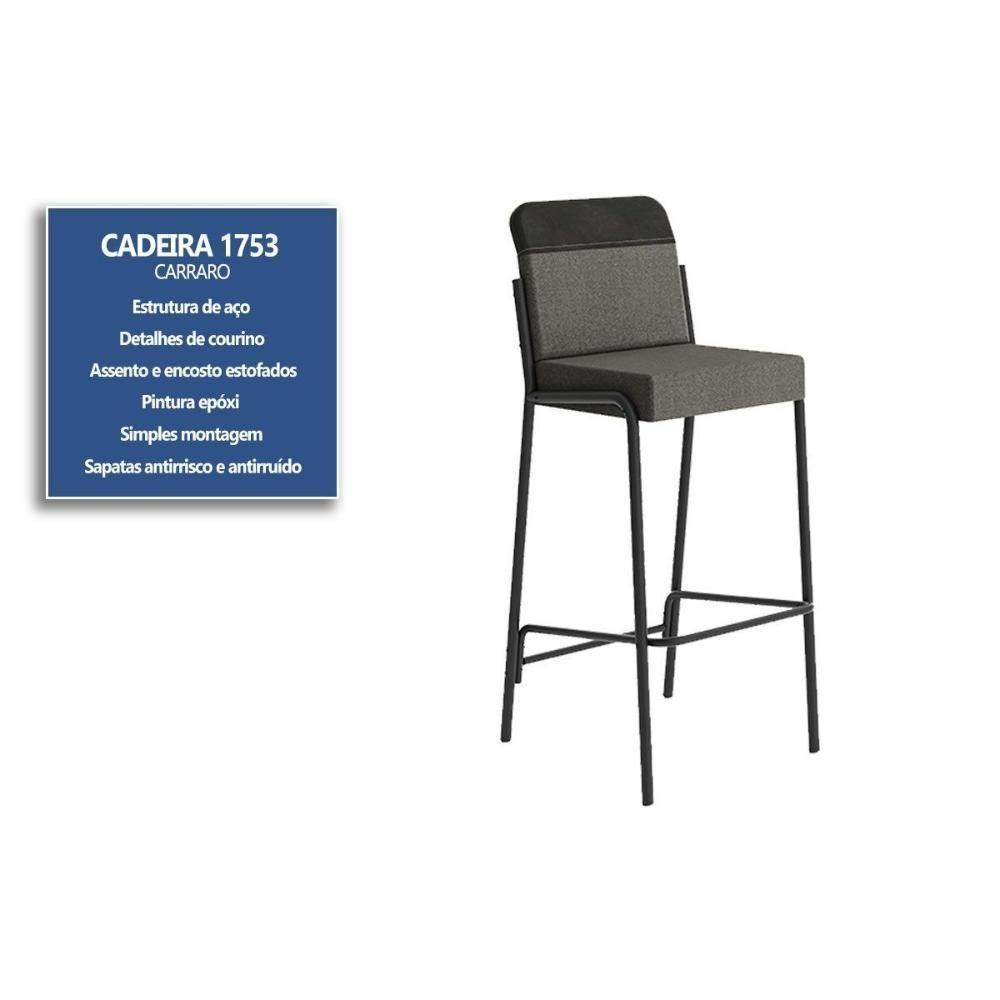 Kit 4 Banquetas Sala Jantar Duo 1753 4 Un Preto-linho Grafite-ano Preto - Carraro - 3