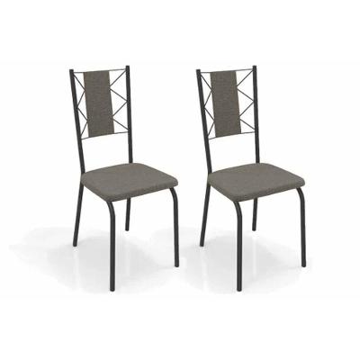 Kit 2 Cadeiras Sala Jantar Lisboa 2c076prf Aço 2 Un Preto-linho Escuro - Kappesberg