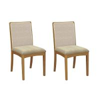 Kit 2 Cadeiras Sala Jantar Lara 2cmm009ca Premium Madeira Maciça 2 Un Carvalho-boucle Bege-tela Bege - Kappesberg - 1