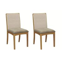 Kit 2 Cadeiras Sala Jantar Lara 2cmm009ca Premium Madeira Maciça 2 Un Carvalho-boucle Bege Fendi-tela Bege - Kappesberg - 1