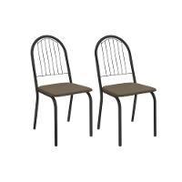 Kit 2 Cadeiras Sala Jantar Noruega 2c077prf Aço 2 Un Preto-suede Cappuccino - Kappesberg - 1