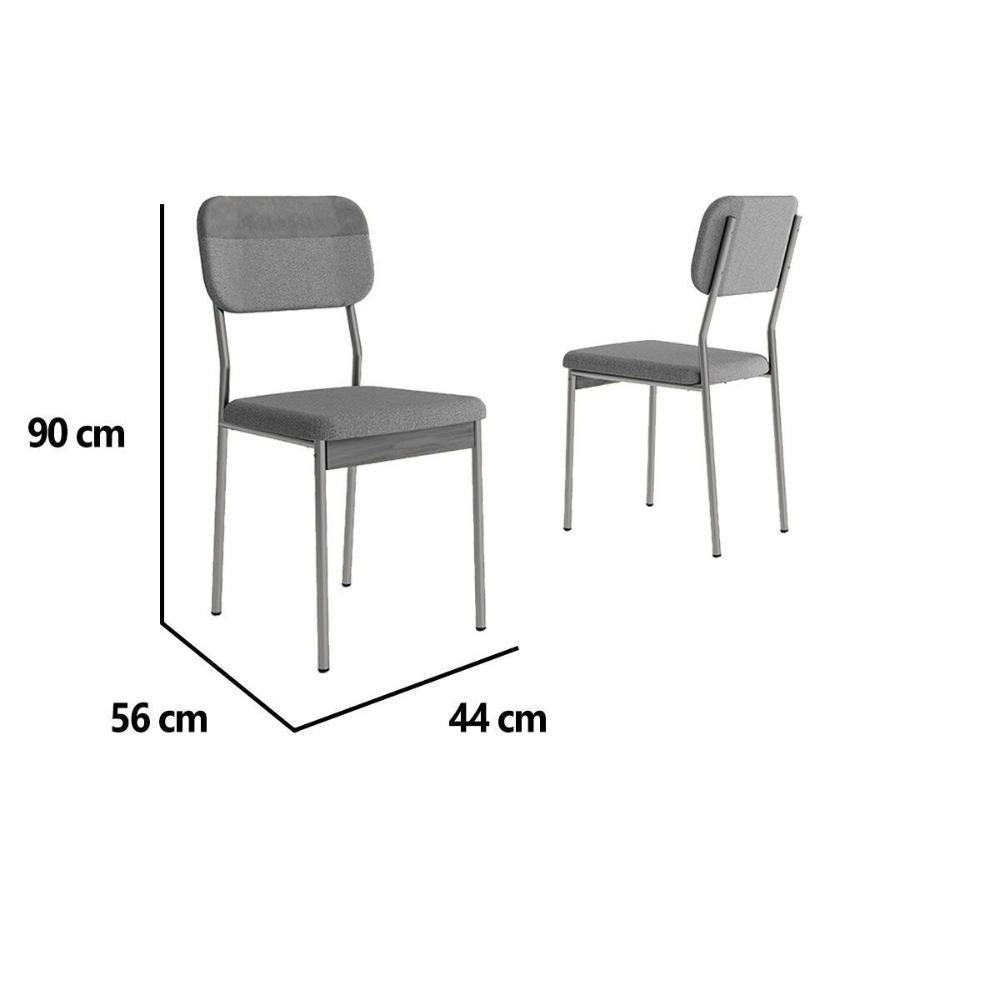 Kit 2 Cadeiras Sala Jantar Valle 1755 Aço 2 Uni Dourado-linho Bamboo-courano Bamboo-noce - Carraro - 3