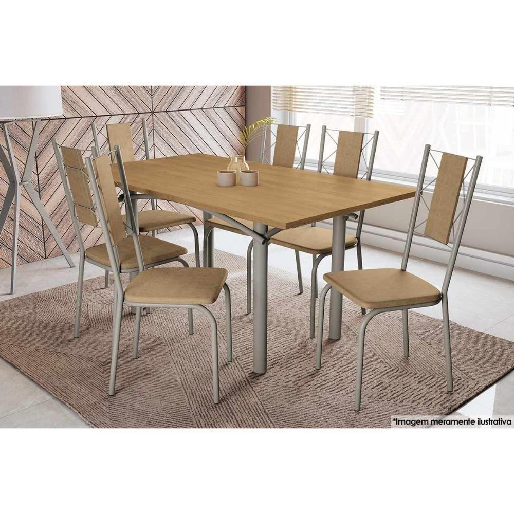 Kit 2 Cadeiras Sala Jantar Lisboa 2c076nk Aço 2 Un Niquel-linho Bege Fendi - Kappesberg - 3